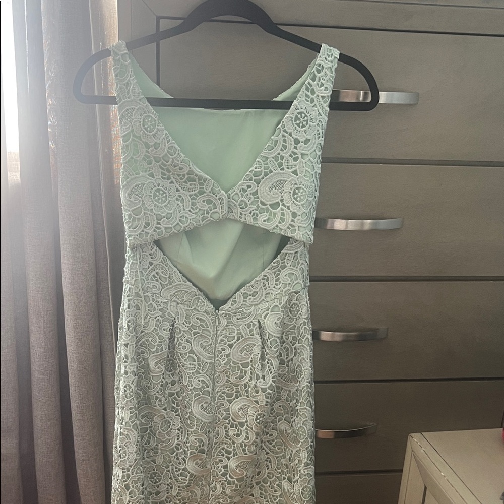 Aidan Mattox Mint Lace Mini Dress - Picture 3 of 8